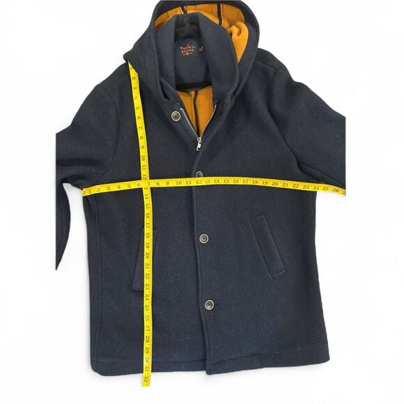 The Normal Brand Men's Wool Blend Balboa City Hooded Peacoat Jacket Navy Blue XL - Picture 5 of 6